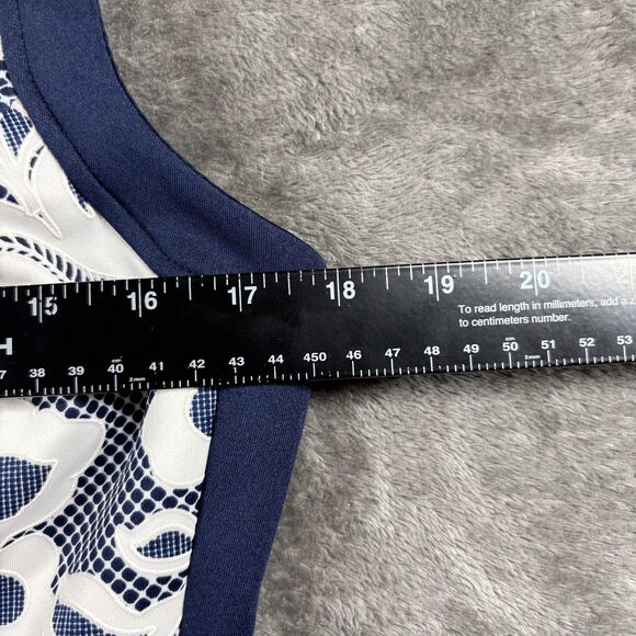 Kate and Lily Sleeveless Dress Double Zip Front Career Navy White Size 6 E173 - Picture 5 of 10